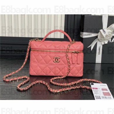 chanel pink clutch with chain in grained leather AP4407 2025