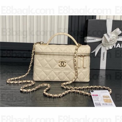 chanel beige clutch with chain in grained leather AP4407 2025