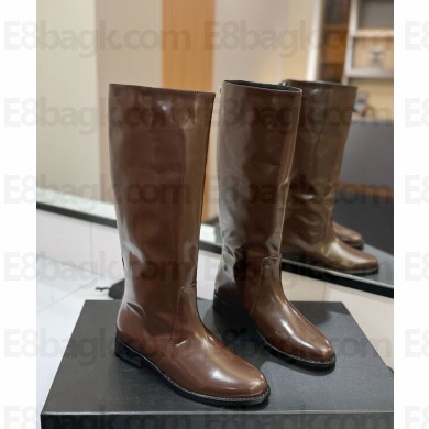 saint Laurent HUNT boots in glazed leather Brown 2024