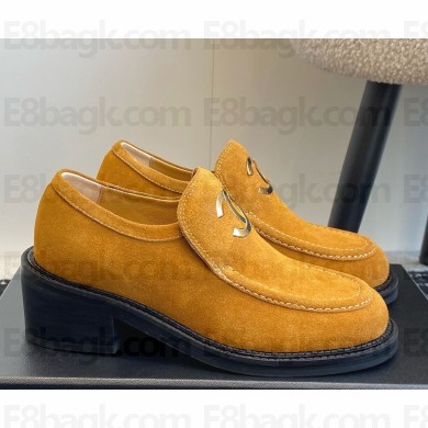 Chanel suede calfskin loafers yellow 1213-2024
