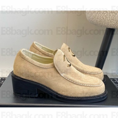 Chanel suede calfskin loafers beige 1213-2024