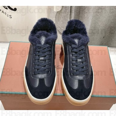 Loro Piana Women/Men calfskin Tennis Walk Sneakers with shearling 02-2024 