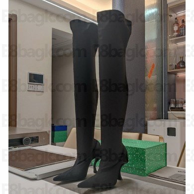 Balenciaga silk Knee-High Boots in black heel 10.5cm 2024