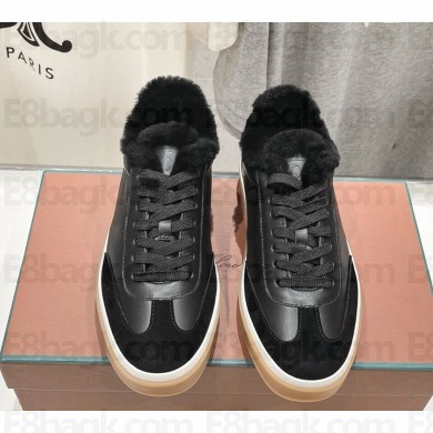 Loro Piana Women/Men calfskin Tennis Walk Sneakers with shearling 04-2024 