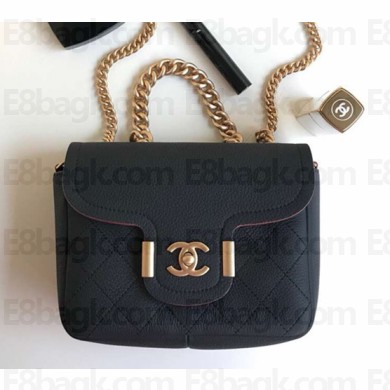 Chanel Grained Calfskin Small Archi Chic Flap Bag A57217 Black/Gold 2018