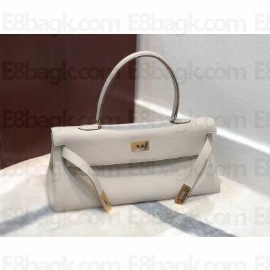 hermes kelly shoulder bag in original togo leather white handmade