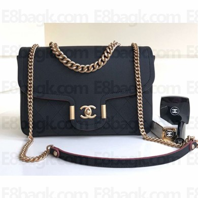 Chanel Grained Calfskin Medium Archi Chic Flap Bag A57217 Black/Gold 2018