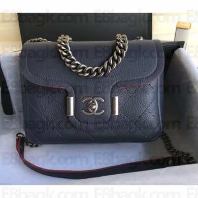Chanel Grained Calfskin Small Archi Chic Flap Bag A57217 Blue/Silver 2018