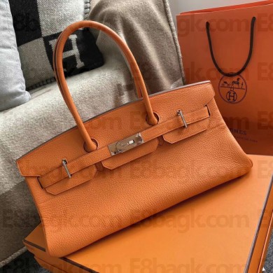 hermes birkin shoulder bag in original togo leather orange handmade