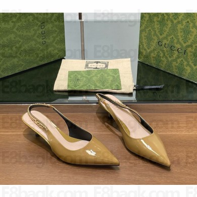 Gucci heel 4.5cm Signoria slingback pump patent leather yellow 782832 1031-2024