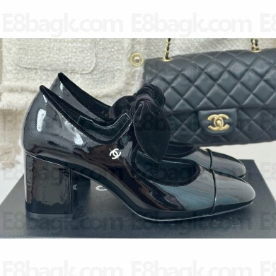 Chanel patent Lambskin & Metal Mary Janes Black 1122-2024
