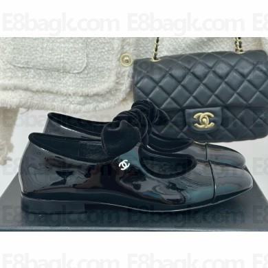 Chanel patent Lambskin & Metal Mary Janes G46149 Black 1122-2024
