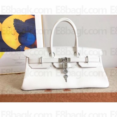 hermes shoulder birkin bag in original togo leather white handmade