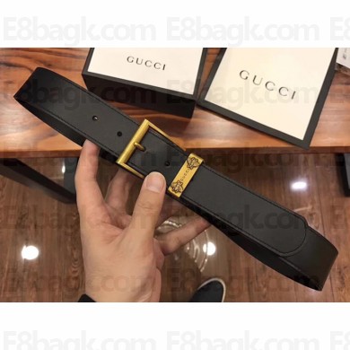 Gucci Width 38mm Bees and Stars Leather Belt 495125 Black with Gold Hardware 2018