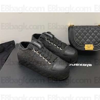 Chanel Fabric & Shiny Goatskin Black Trainers G39105 2022
