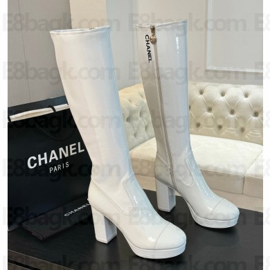 Chanel Heel 8cm Calfskin High Boots white 2024