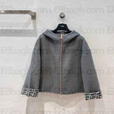 fendi Reversible cropped wool jacket gray 2023 