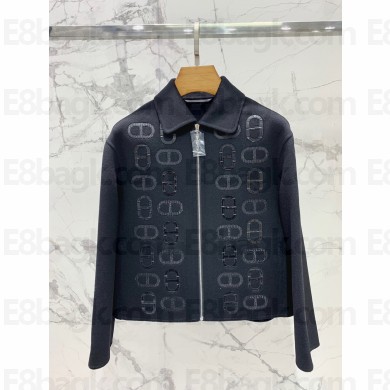 hermes cashmere zipped coat black 2023 