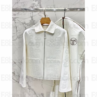 hermes cashmere zipped coat white 2023 
