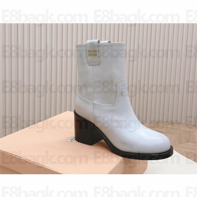 Miu Miu Fumé leather booties white 2023