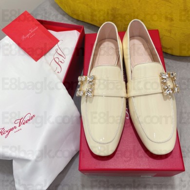 Roger Vivier Mini Broche Vivier Buckle Loafers in Patent Leather off white 2022
