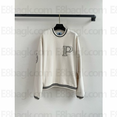 Prada Cotton fleece sweatshirt with patches ivory 134709 2024 