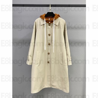 MIU MIU Reversible single-breasted Panama cotton and technical Pongé coat Clay/BROWN 2025