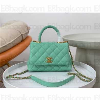 Chanel small calfskin Top Handle bag A92991 green 2023
