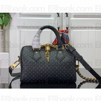 louis vuitton Speedy Bandoulière 20 bag in Monogram motif embossed leather M22595 black 2023