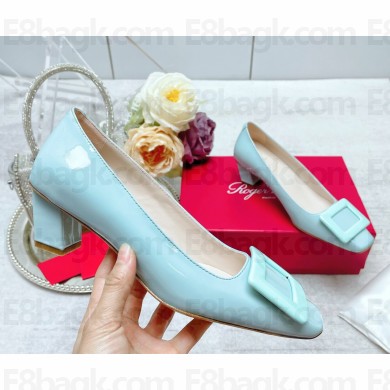 Roger Vivier Patent Leather Belle Vivier Pumps LIGHT BLUE 2023
