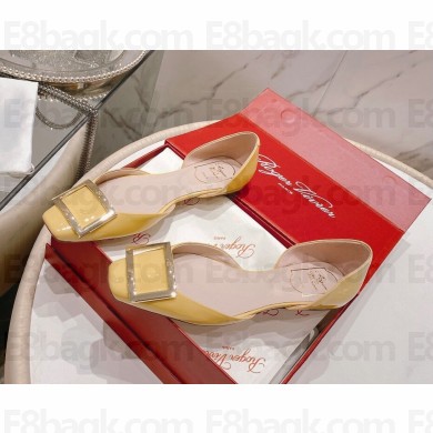 Roger Vivier Trompette Dorsay Metal Buckle Ballerinas in Patent Leather light yellow 2023