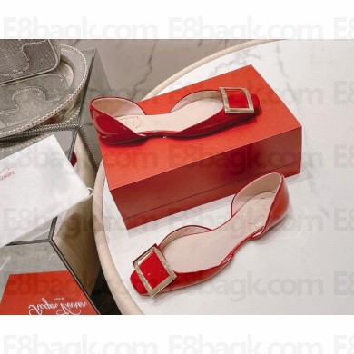 Roger Vivier Trompette Dorsay Metal Buckle Ballerinas in Patent Leather red 2023