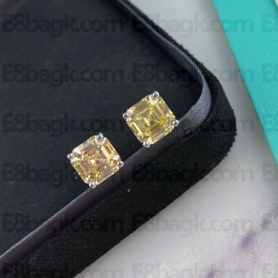 Tiffany Solitaire Diamond Stud Earrings YELLOW