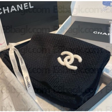 Chanel cashmere knit scarves with cc logo black 32*170cm 2024 