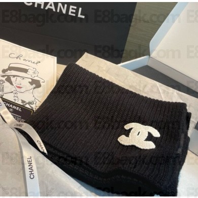 Chanel cashmere knit scarves with cc logo black 30*180cm 2024 
