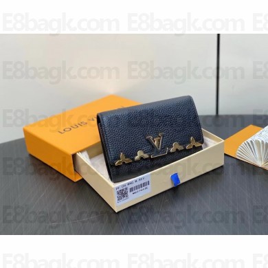 LOUIS VUITTON Capucines Compact Wallet BLACK 2024