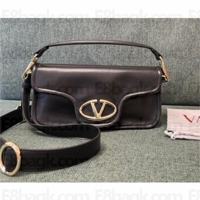 VALENTINO VLOGO 1960 NAPPA LEATHER SHOULDER BAG BLACK 2024