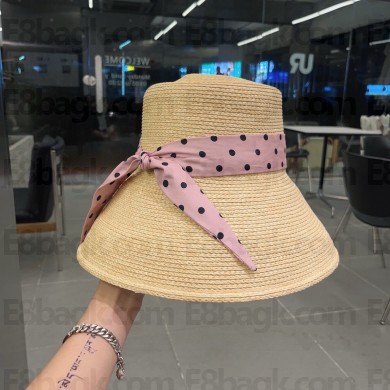 miu miu logo printed Raffia hat pink 2024