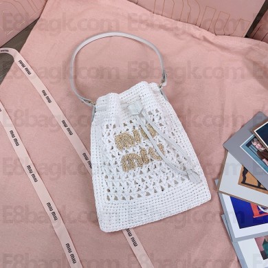 Miu Miu  woven raffia mini bag white 2024