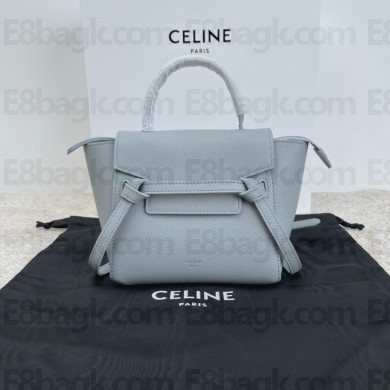 Celine mini belt pico Bag in grained calfskin bleu lin 2024