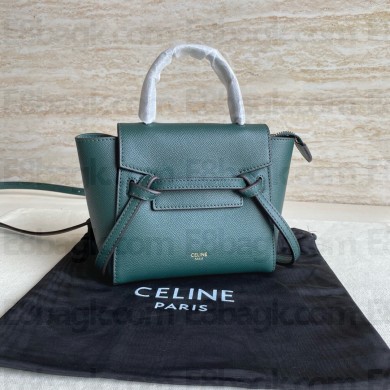 Celine mini belt pico Bag in grained calfskin Amazone with black piping 2024