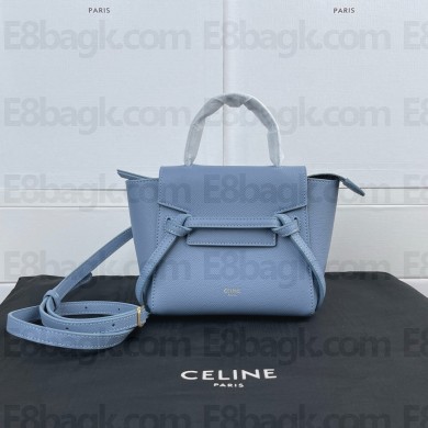 Celine mini belt pico Bag in grained calfskin deep blue 2024