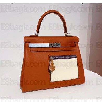 Hermes colormatic kelly 25/28 bag caramel in swift leather (handmade)