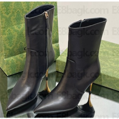 Gucci Heel 8.5cm Women's Pointed toe ankle boots ‎761988 Black leather 2023