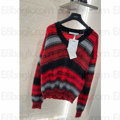 Dior Knitted Embroidered and mo hair Sweater red 1101-2024