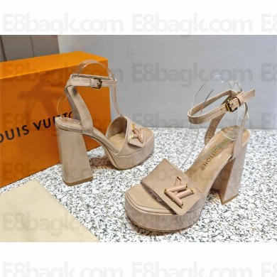 Louis Vuitton PLATFORM 12 cm heel 9.5 cm Shake Platform Sandal nude 2023