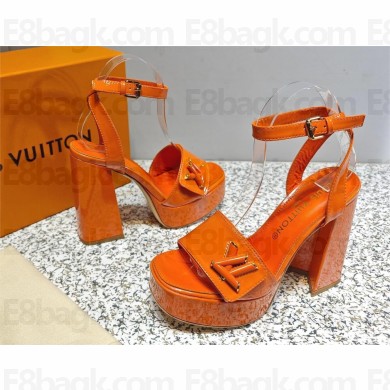 Louis Vuitton PLATFORM 12 cm heel 9.5 cm Shake Platform Sandal ORANGE 2023
