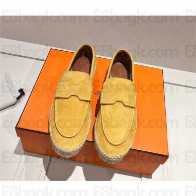 hermes suede goatskin Trip espadrilles yellow 2023