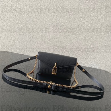 louis vuitton EPI LEATHER PADLOCK ON STRAP bag BLACK m80682