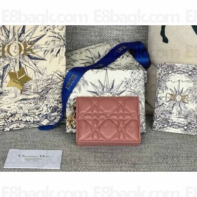 Dior Lady Dior Lotus Wallet antique pink Patent Cannage Calfskin 1112-2024